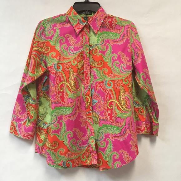 Lauren Ralph Lauren Tops - Lauren Ralph Lauren Pink and Green Paisley Blouse
